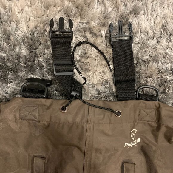 Used FISHINGSIR Fishing Chest Waders w/ Boots Hunting Brown - Picture 5 of 8